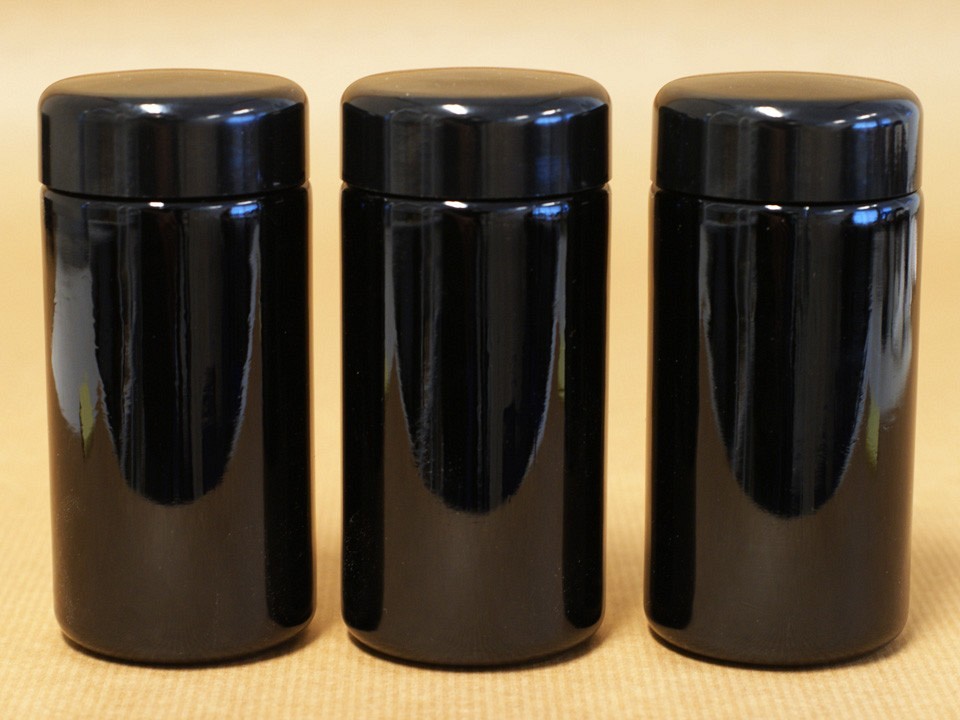 Wideneck Jars Miron glass (aka Violetglass, Flame glass.) at Sacred