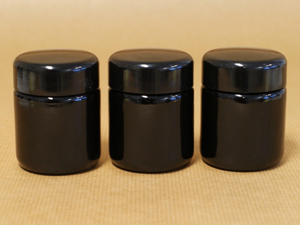 Wideneck Jars Miron glass (aka Violetglass, Flame glass.) at Sacred